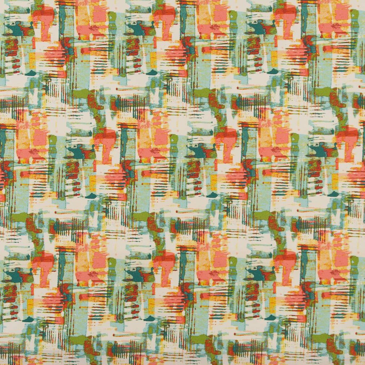 Jamaica - Green,Orange & Rust Abstract & Geometric Upholstery Fabric 54 Inches"